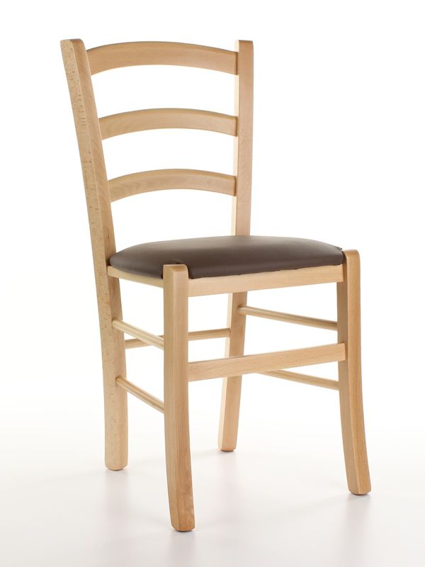 110 Chaise en bois rustique en promo, teinté naturelle, assise